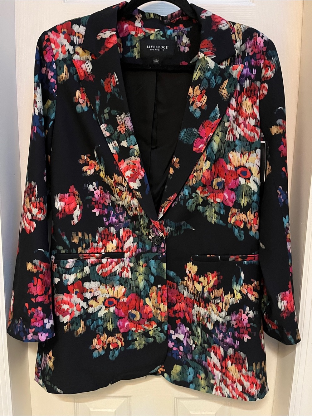 Liverpool Black Blazer with Red, Pink, Green and Blue Floral Print